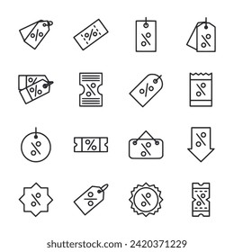 discount icon set isolated on white
