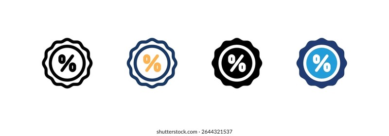 Discount icon set multiple style collection. Vector illustration.