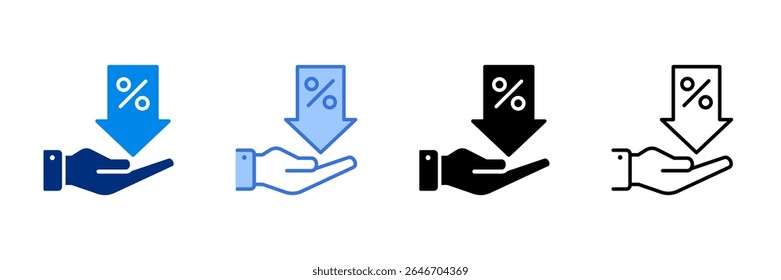 Discount Icon Set Multiple Style Vector Illustration