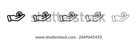 Discount icon set. outline simple illustration isolated
