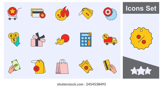discount icon set symbol collection, logo isolated vector illustration