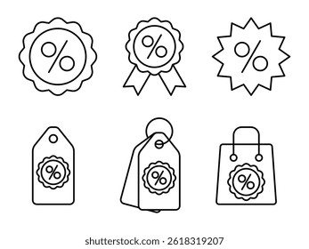 Discount Icon set. Discount symbol for web design and mobile app. Discount line logo.
