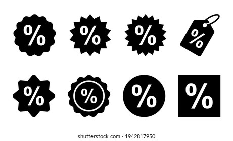 Juego de iconos de descuento. Icono de etiqueta de descuento.