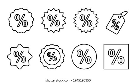 Icon-Set zum Rabatt. Rabatt auf das Tag-Symbol.