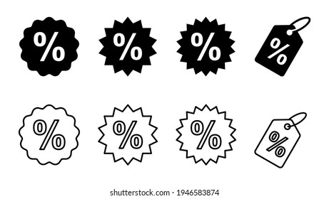 Discount icon set. Discount tag icon.