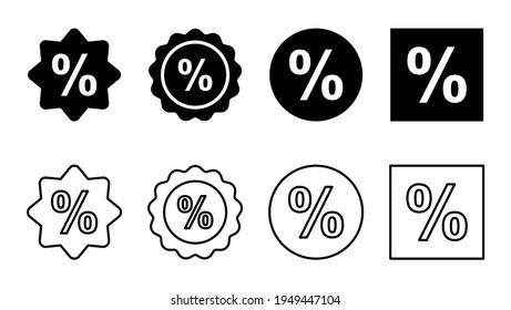 Icon-Set zum Rabatt. Rabatt auf das Tag-Symbol.