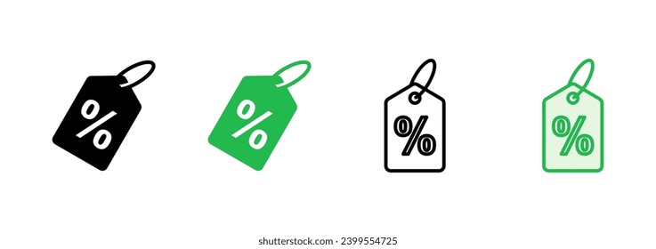 Icon-Set zum Rabatt. Rabatt auf das Tag-Symbol. 
