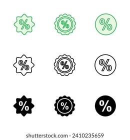 Discount icon set. Discount tag icon. 