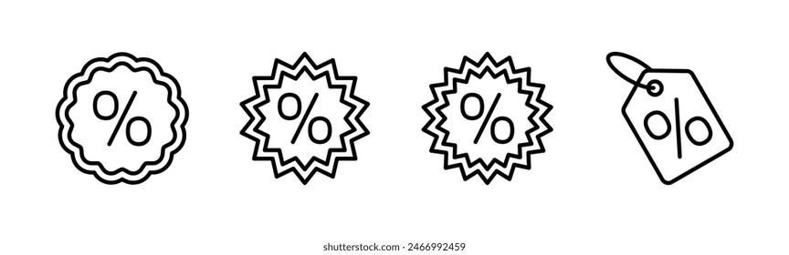 Discount icon set. Discount tag icon. 