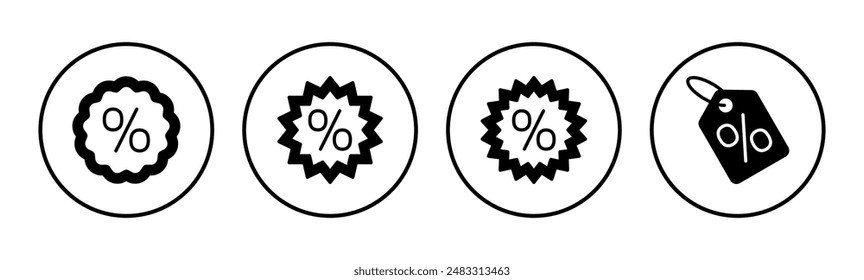 Rabatt-Symbol gesetzt. Rabattmarkensymbol. 
