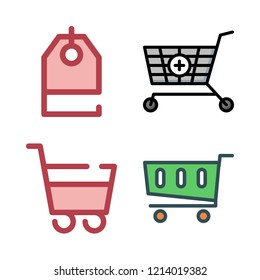 discount icon set. vector set about price tag and shopping cart icons set.