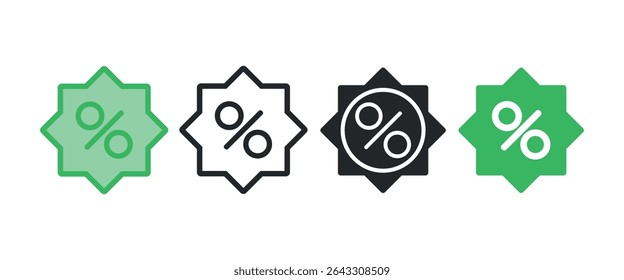 Conjunto de iconos de descuento. Ilustración vectorial.