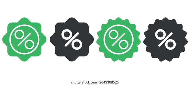 Conjunto de iconos de descuento. Ilustración vectorial.