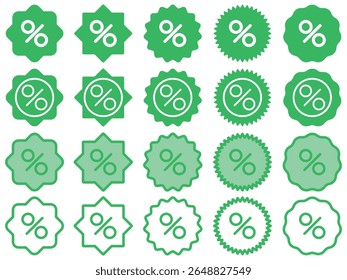 Discount icon set. Vector illustration.