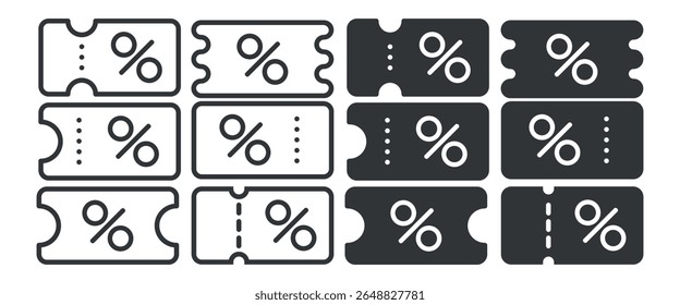 Discount icon set. Vector illustration.