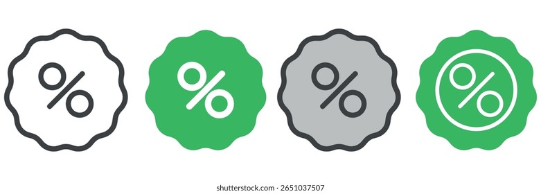 Discount icon set. Vector illustration.