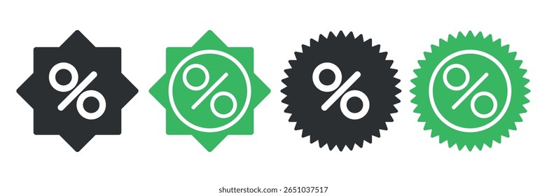 Discount icon set. Vector illustration.