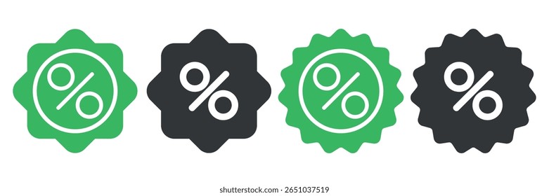 Conjunto de iconos de descuento. Ilustración vectorial.
