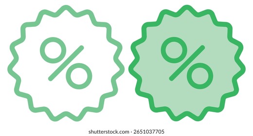 Rabatt-Symbolsatz. Vektorgrafik.