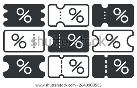Discount icon set. Vector illustration.