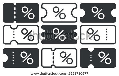 Discount icon set. Vector illustration.