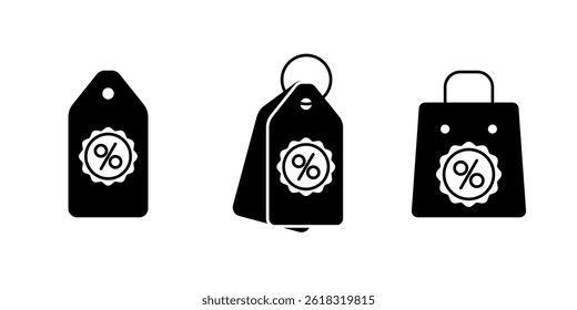 Discount icon set. Discount vector icon in line design for web design, logo and mobile app. Symbol of Discount. Vector illustration.