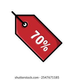 discount icon. seventy percent. Red sale label. discount price tag. Paper gift labels, promotional sale hang tag vector template set. Flat color design style. vector design template