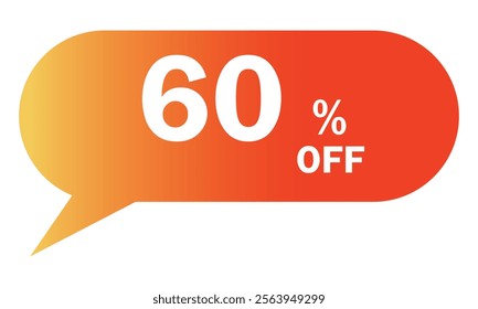 Discount icon. Discount tag in flat icon for price, promotion, label and offer. 60 percent discount icon symbols. Sale flat vector icon.