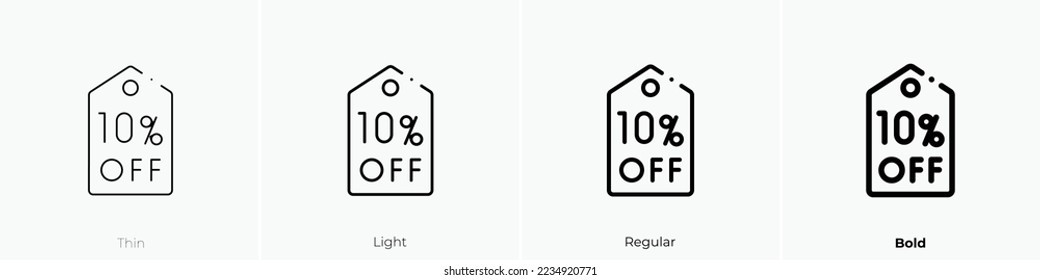 discount icon. Thin, Light Regular And Bold style design isolated on white background