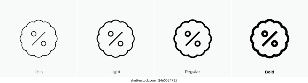 discount icon. Thin, Light Regular And Bold style design isolated on white background