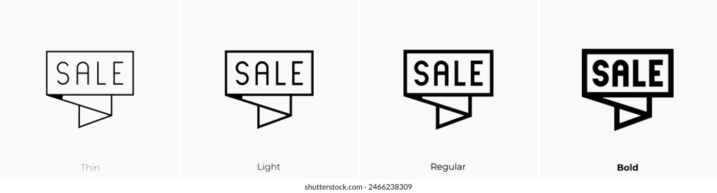 Rabattsymbol. Dünnes, leichtes Regular- und Bold-Design isoliert auf weißem Hintergrund
