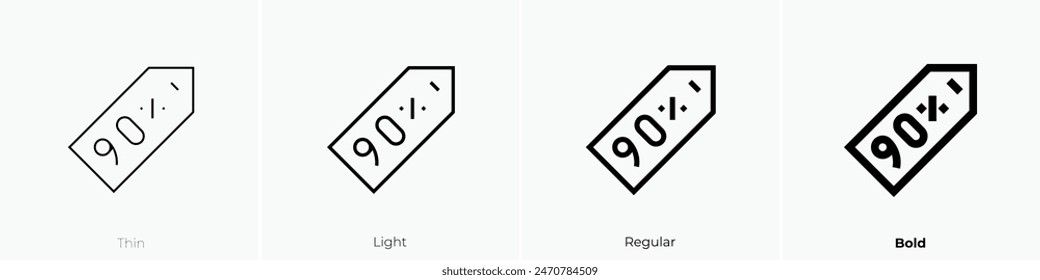 Rabattsymbol. Dünnes, leichtes Regular- und Bold-Design isoliert auf weißem Hintergrund