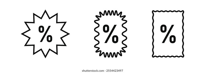 discount icon. Thin, Light Regular And Bold style design isolated on white background.