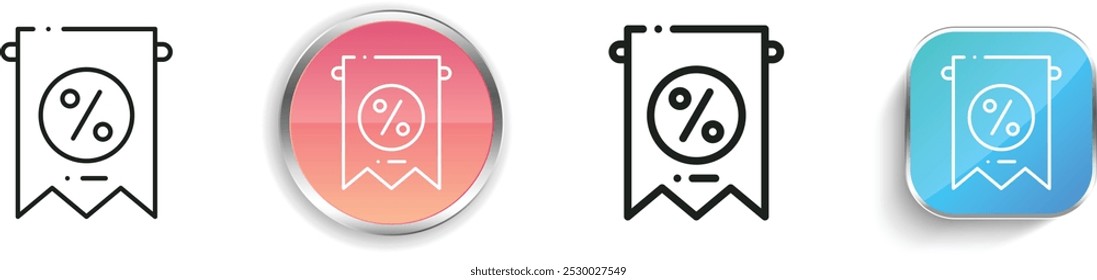 discount icon. Thin Linear, Regular and Button Style Design Isolated On White Background