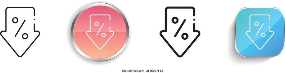 discount icon. Thin Linear, Regular and Button Style Design Isolated On White Background