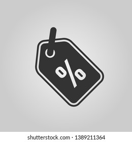 Discount icon in trendy flat style isolated on gray background. Discount label, commercial icon with percentage image. Vector illustration.