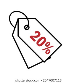 discount icon. twenty percent. Red sale label. discount price tag. Paper gift labels, promotional sale hang tag vector template set. mixed design style. vector design template