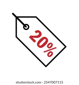 discount icon. twenty percent. Red sale label. discount price tag. Paper gift labels, promotional sale hang tag vector template set. mixed design style. vector design template