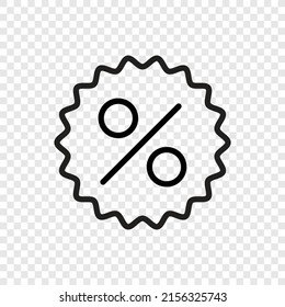 Icon-Vektorgrafik Rabatt. Flaches Design. Transparentes Gitter.
