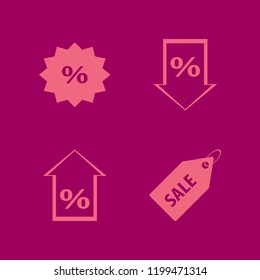 discount icon. discount vector icons set discount tag, sale tag, percent down and percent up