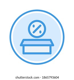 Discount-Icon Vektorgrafik. Discount-Icon blauen Farbdesign.