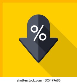 Discount icon, vector illustration. Flat design style with long shadow,eps10