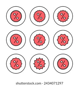 Ilustración vectorial de icono de descuento. Signo y símbolo de etiqueta de descuento