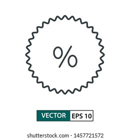 Discount icon vector. Line style. Isolated on white background. Vector Illustration EPS 10