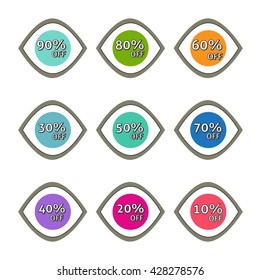 Discount icon vector set. Eyeball elements. Christmas, new year, black friday, cyber monday or winter autumn sale percents. Eye icon set collection on a white background.