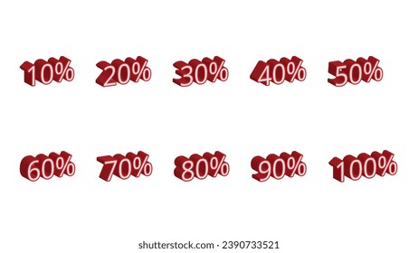 conjunto de vectores de icono de descuento.  diez a ciento