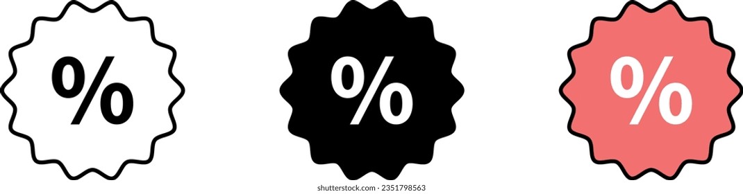 Discount icons collection set. Discount tag isolated, lined and colored icons version. Vector ilustration