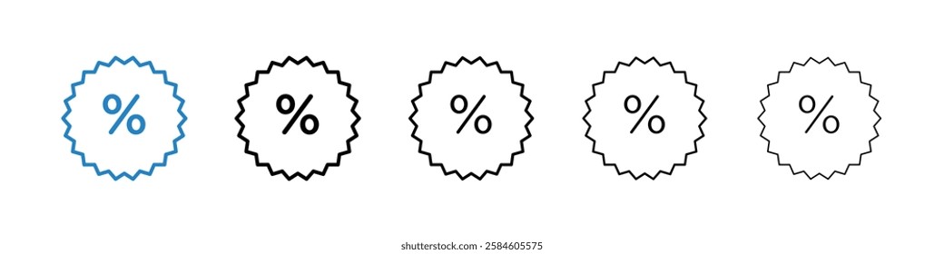Discount icons in five different stroke sizes