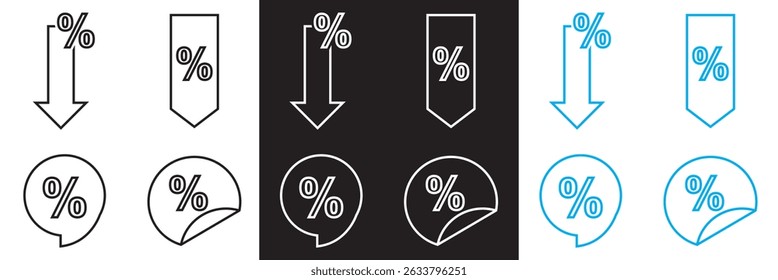 Discount  icons .  Offer, credit, price card, containing label, price tag, coupon, sale promotion,  etc.  Vector illustration. isolated on white and black background. EPS 10