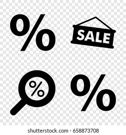 Discount icons set. set of 4 discount filled icons such as sale, percent